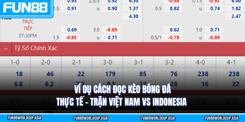 Ví dụ cách đọc kèo bóng đá thực tế - Trận Việt Nam vs Indonesia
