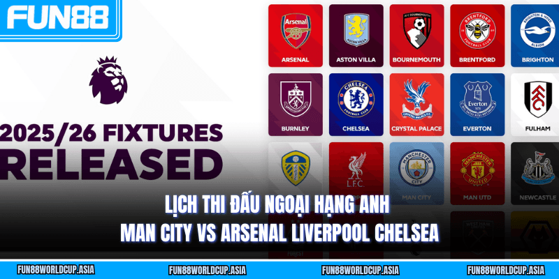 Lịch thi đấu Ngoại hạng Anh - Man City vs Arsenal Liverpool Chelsea